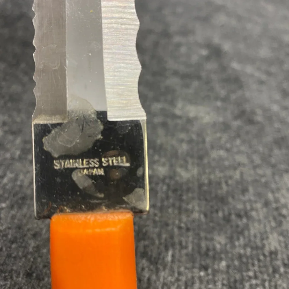 Picam Amazing Knife Vintage Stainless Steel Japan Serrated Utility Orange Handle